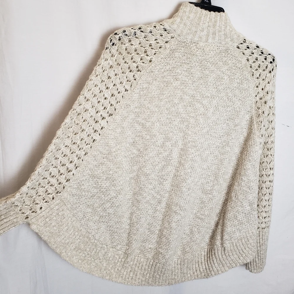 Maurices Beige Long Sleeve Poncho Full Zip Sweater Sz M-L